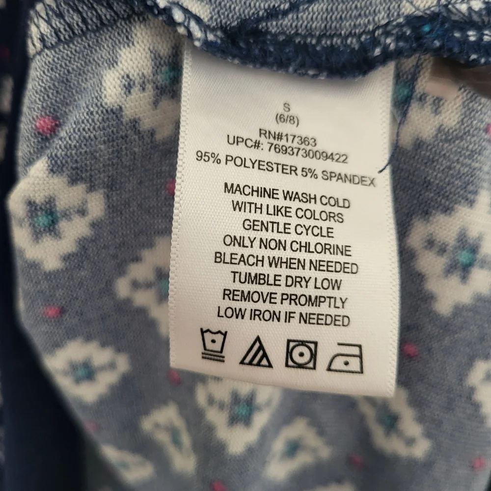 Cuddle‎ Duds 2 Piece Long Sleeve Pajama Lounge Set Blue Small Geometric